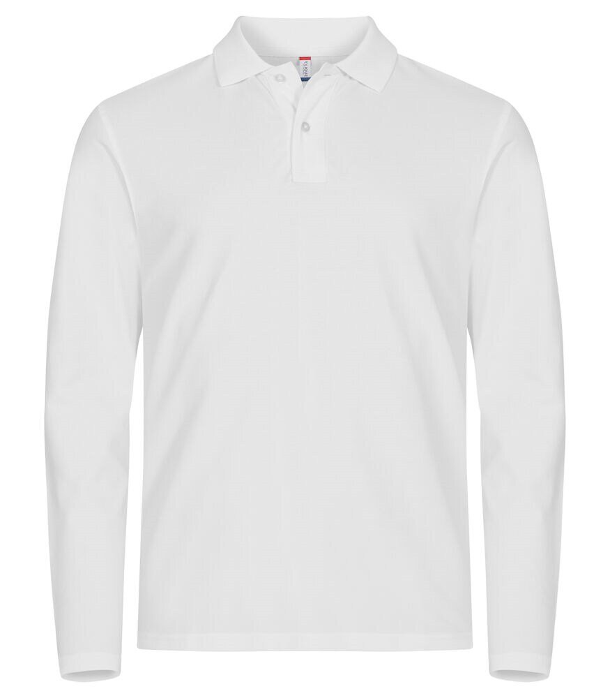 Clique polo lange mouw stretch wit XS