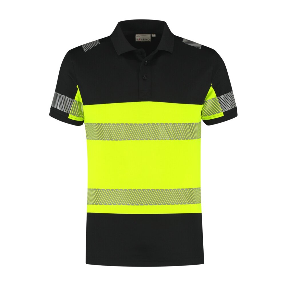 Santino polo Heda zwart/fluor geel 5XL