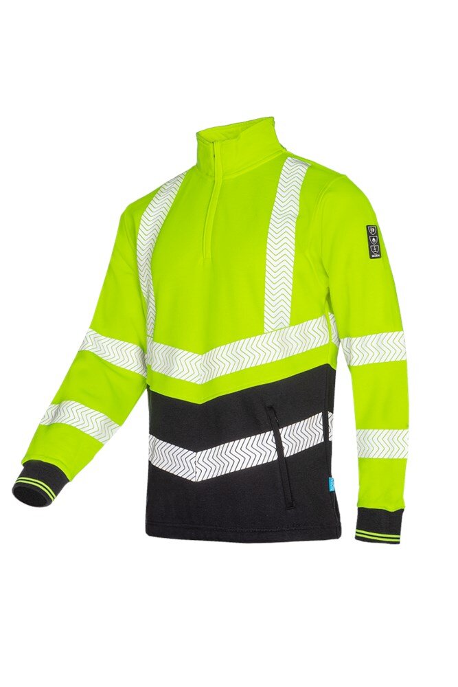 Sioen sweater Corran fluor geel/marine XL