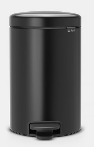Brabantia prullenbak 15ltr Mat Zwart