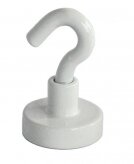 Neodymium potmagneet met haak wit 16x27mm 8kg