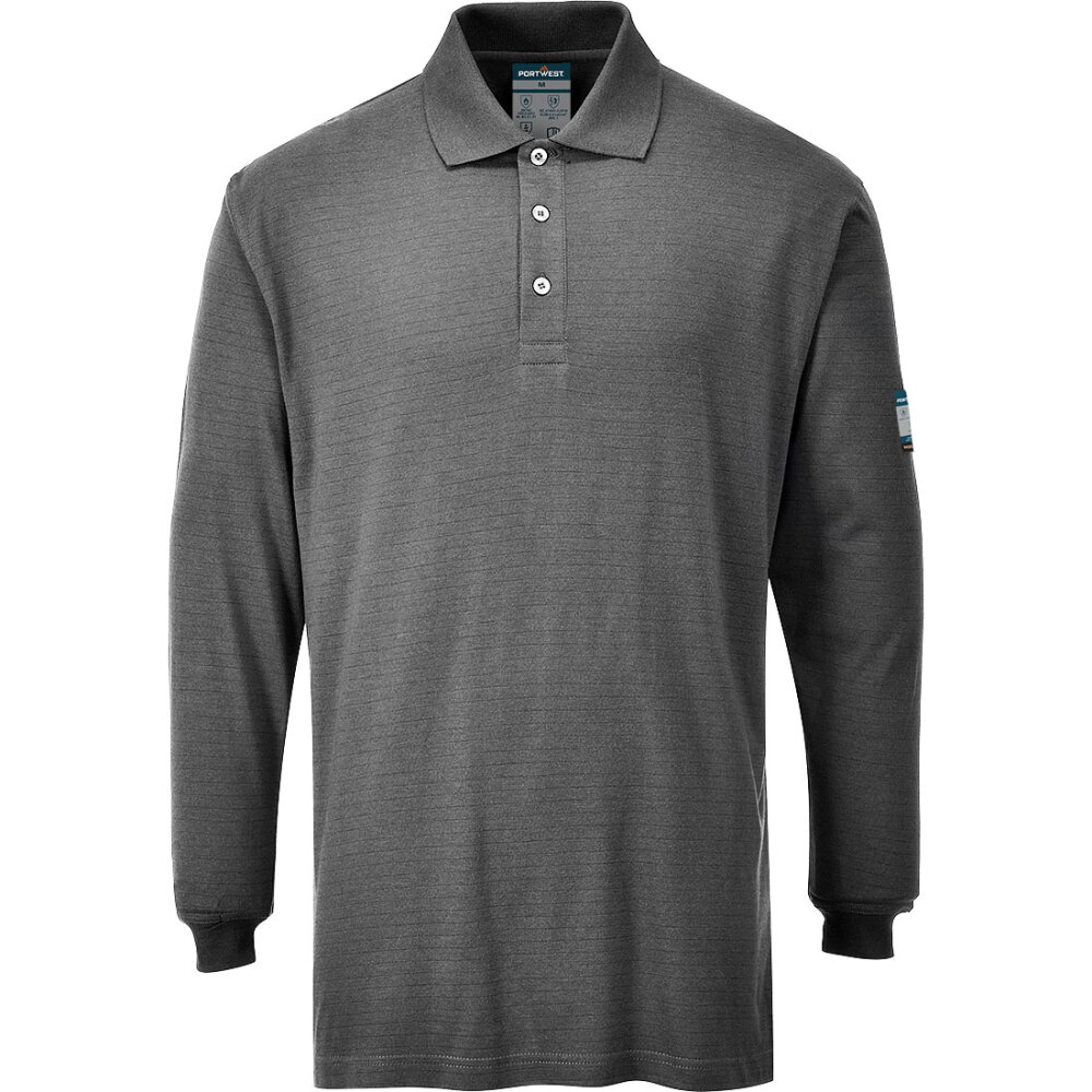 PortWest polo lange mouw FR10 grijs S