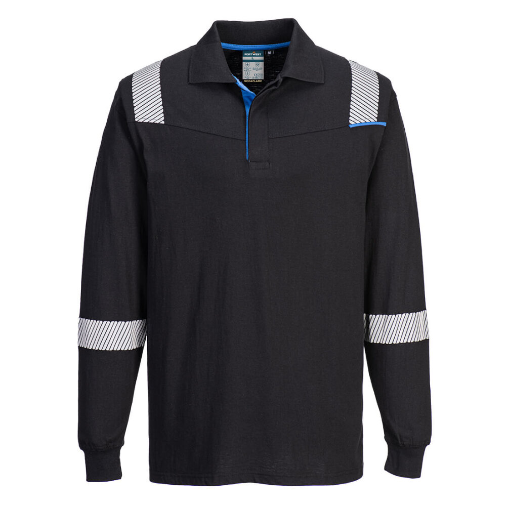 PortWest polo lange mouwen FR711-WX3 zwart S