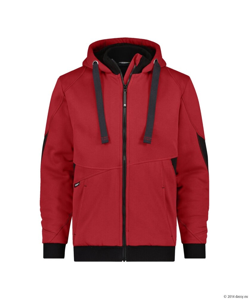 Dassy sweatshirtjas Pulse rood/zwart XS