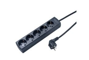 Tafelcontactdoos zwart ra 5-voudig 3.0 meter