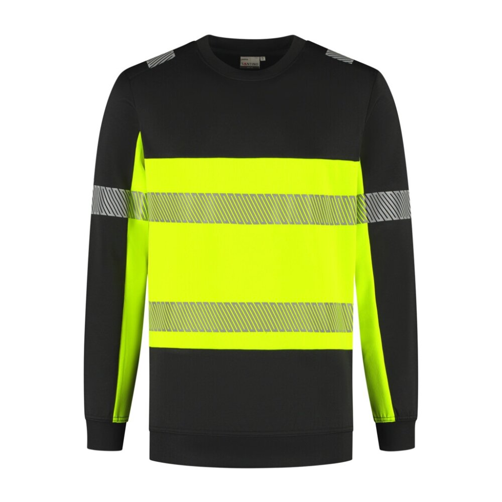 Santino sweater Hudson zwart/fluor geel 5XL