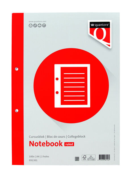 Cursusblok Quantore A4 lijn  100vel 80gr
