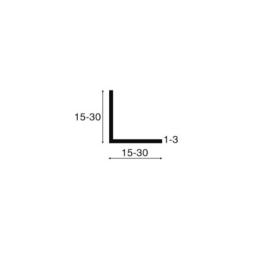 Hoekprofiel pvc zwart       30x30x2