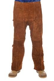 Weldsafe lederen lasbroek bruin   L