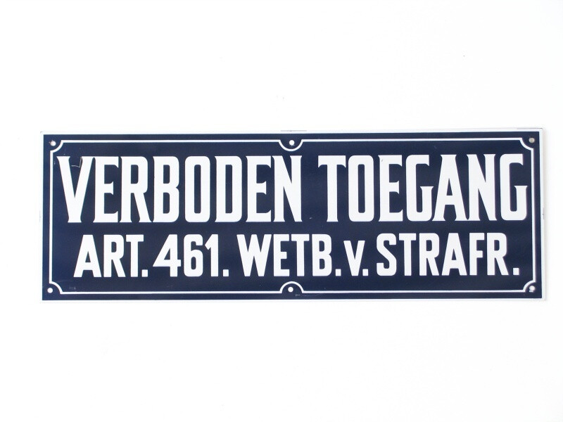 Bord blik verb.toegang art.461 # 12x35cm
