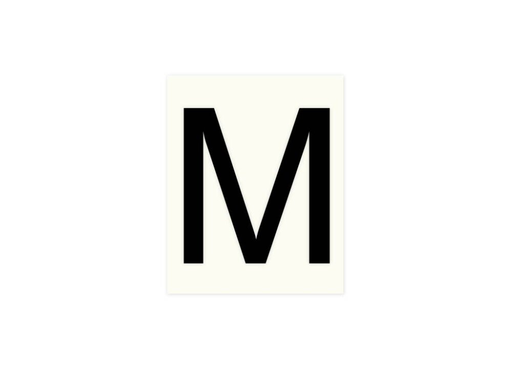 Pickup letter m zwart          80mm