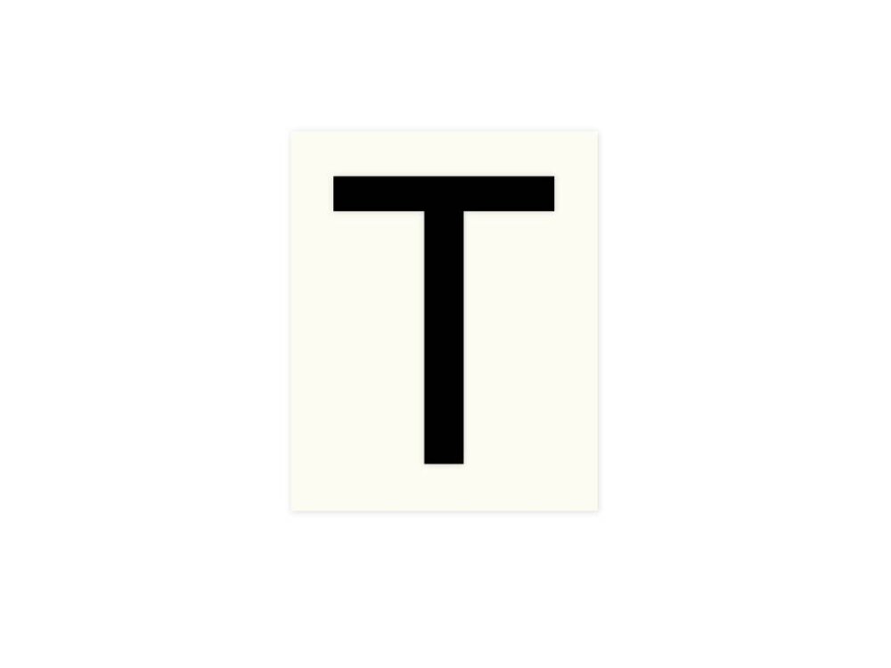 Pickup letter t zwart          80mm