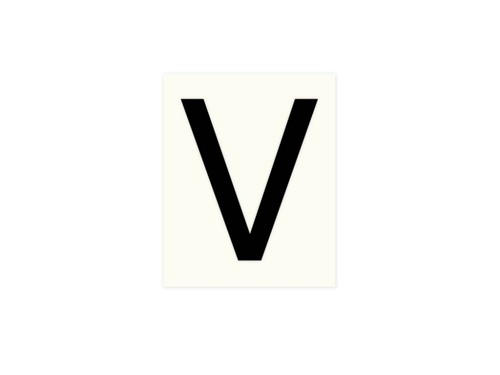Pickup letter v zwart          80mm