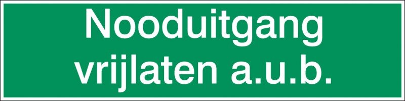 Sticker nooduitgang vrij houden aub
