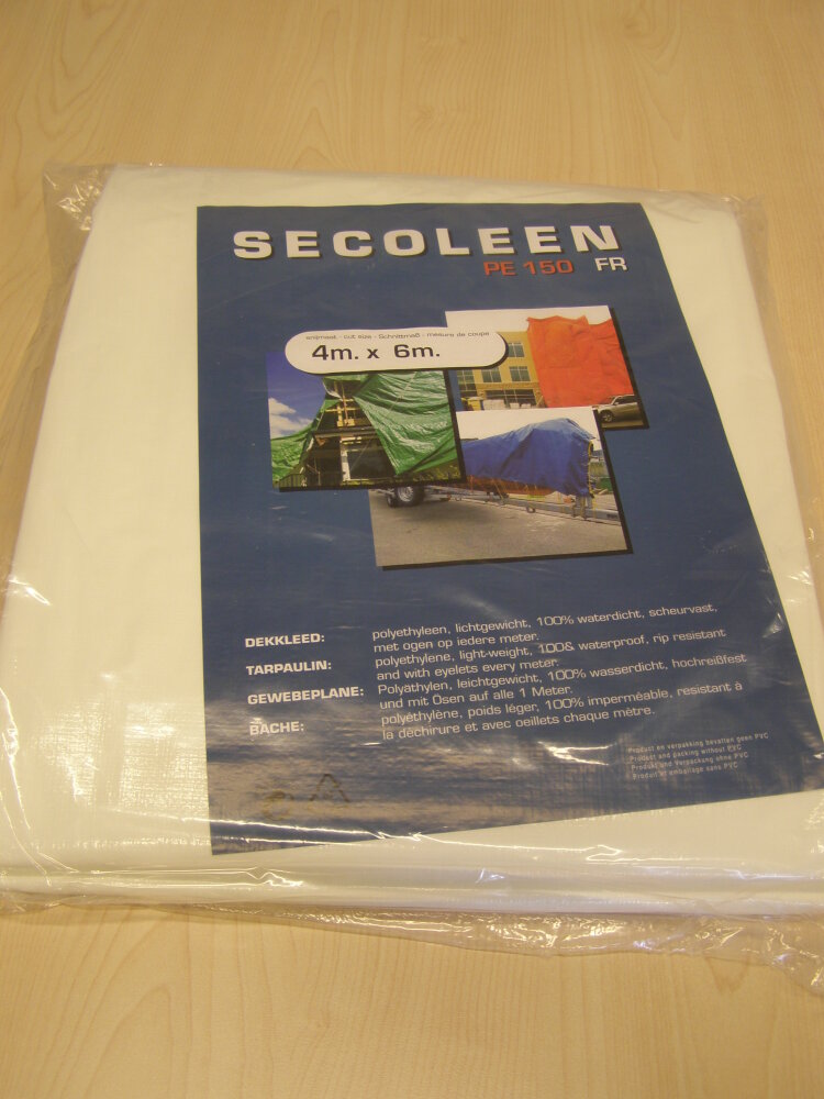 Dekkleed vlamvertragend wit  4x6mtr