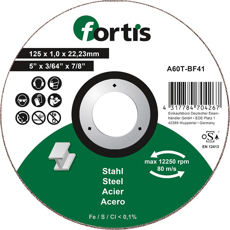 Fortis doorslijpschijf staal vlak 125x1,0mm