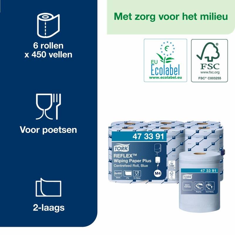 Tork Reflex Wiping Plus Poetspapier 2-Laags