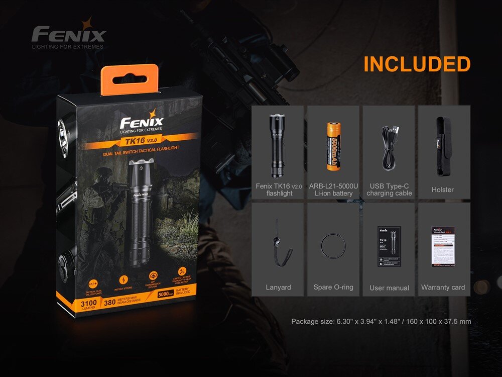 Fenix zaklamp tk16 v2.0 ledlamp