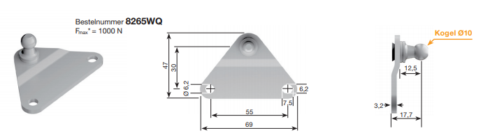 Stabilus bevestigingsbeugel  8265wq