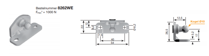 Stabilus bevestigingsbeugel  8262we