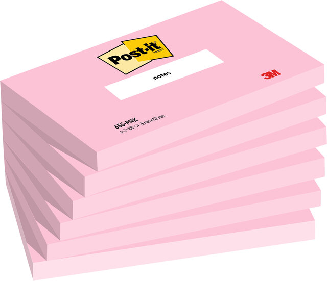 Memoblok 3M Post-it 655 76X127mm roze (6)