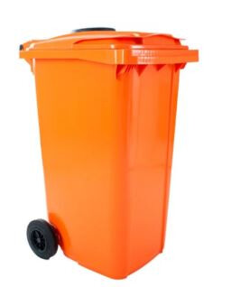 Minicontainer 120 ltr oranje met flessenrozet
