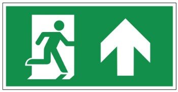 Bord nooduitgang pijl naar boven 300x150mm