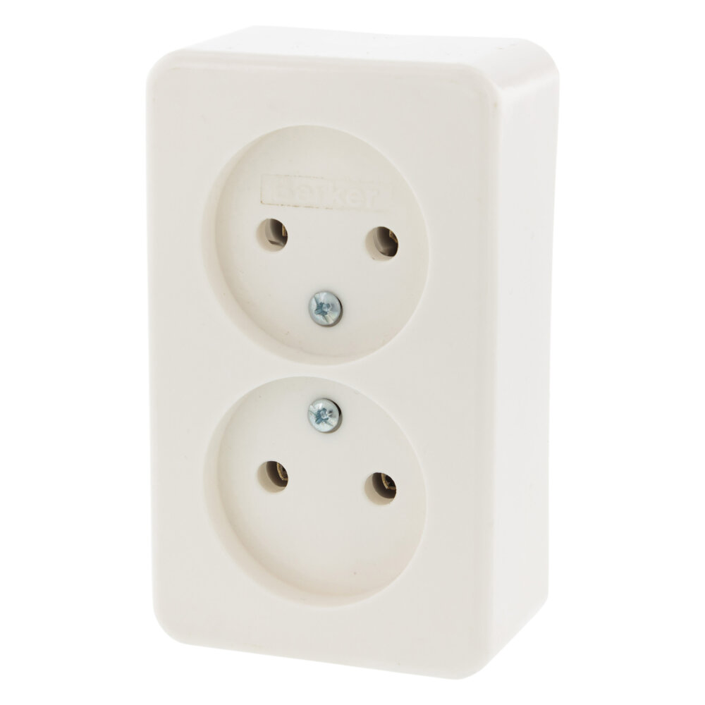 Berker contactdoos opbouw 2-voudig polarwit