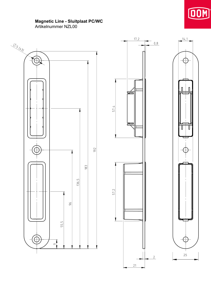 Dom sluitplaat magnetic tbv pc/vb slot