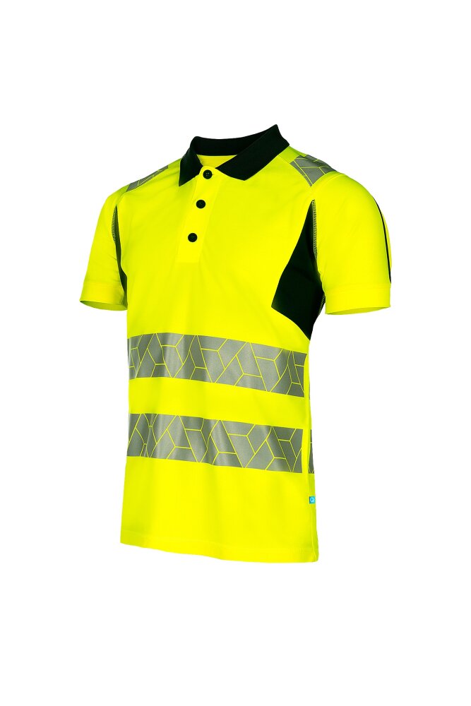 Synq polo Obvias fluorgeel/zwart S