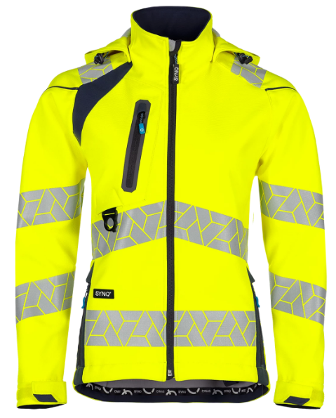 Synq dames softshell fluor geel/marine XL