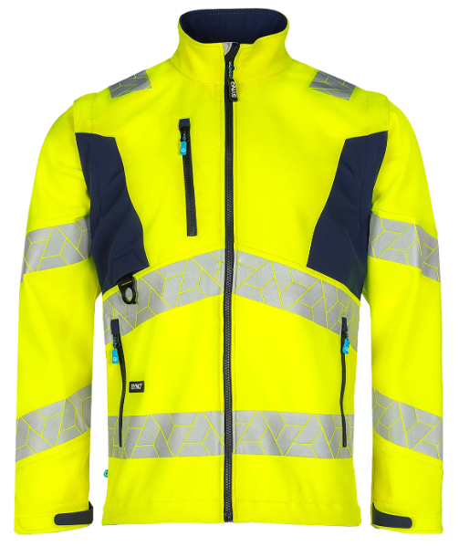 Synq softshell Ledstart fluor geel/marine 2XL