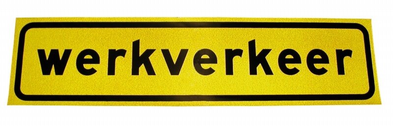 Magneetsticker werkverkeer  geel/zw