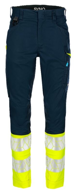 Synq service broek Qlear m.blauw/fl. geel R44