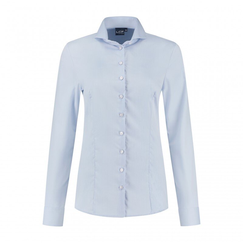 Ledûb dames blouse lange mouw licht blauw 46