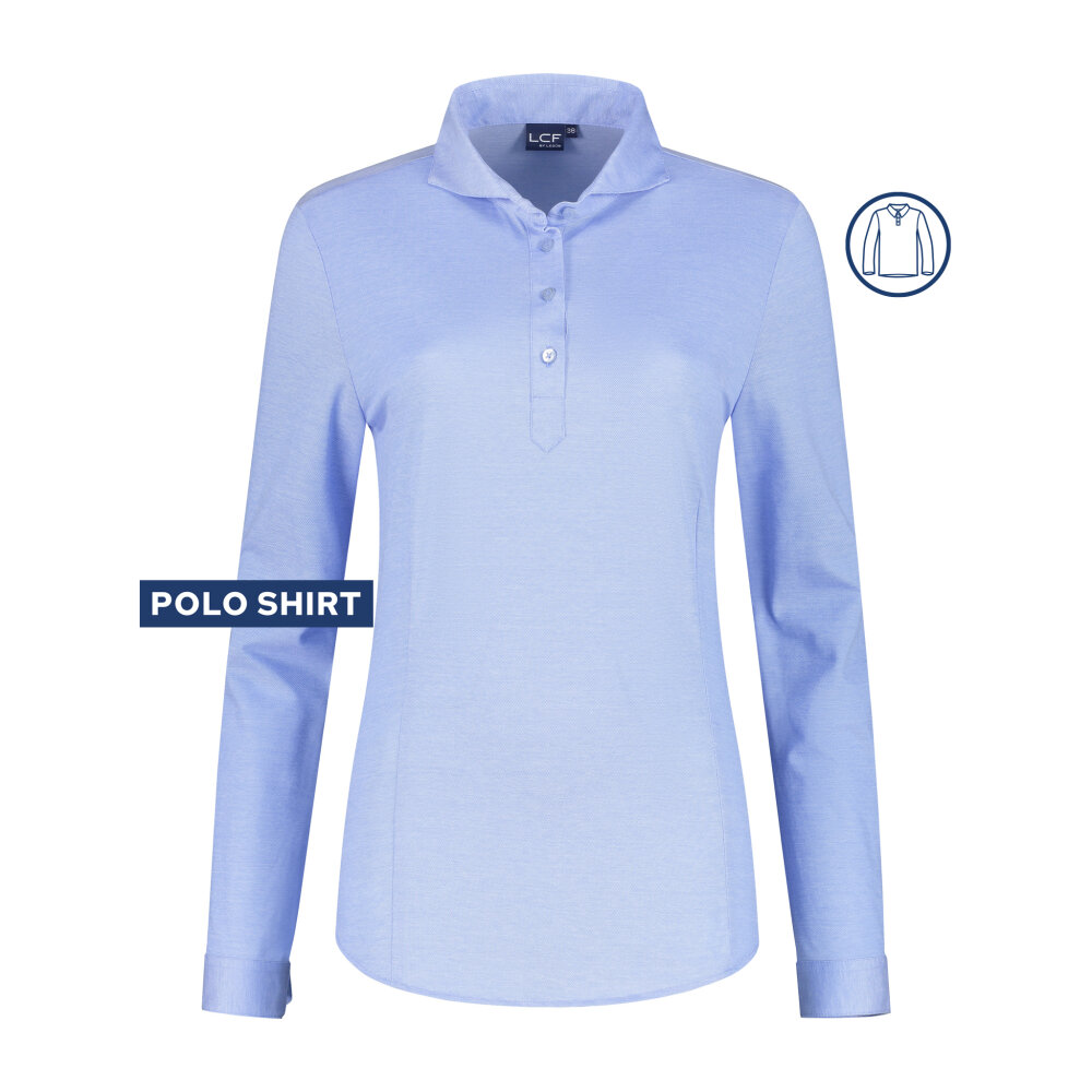 Ledûb dames polo shirt Tirza middenblauw 38