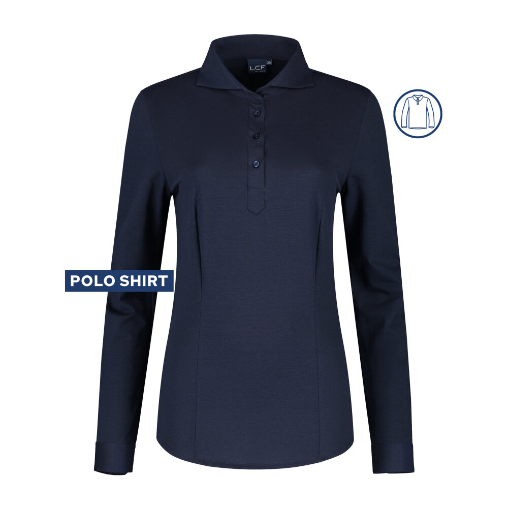 Ledûb dames polo shirt Tirza donkerblauw 52