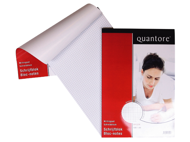 Schrijfblok Quantore A4 ruit 5mm 100vel 60gr