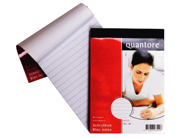 Schrijfblok Quantore A6 lijn 100vel 60 gr