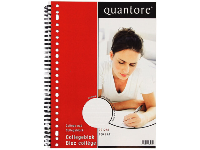 Collegeblok Quantore A4 lijn 23-gaats 100vel