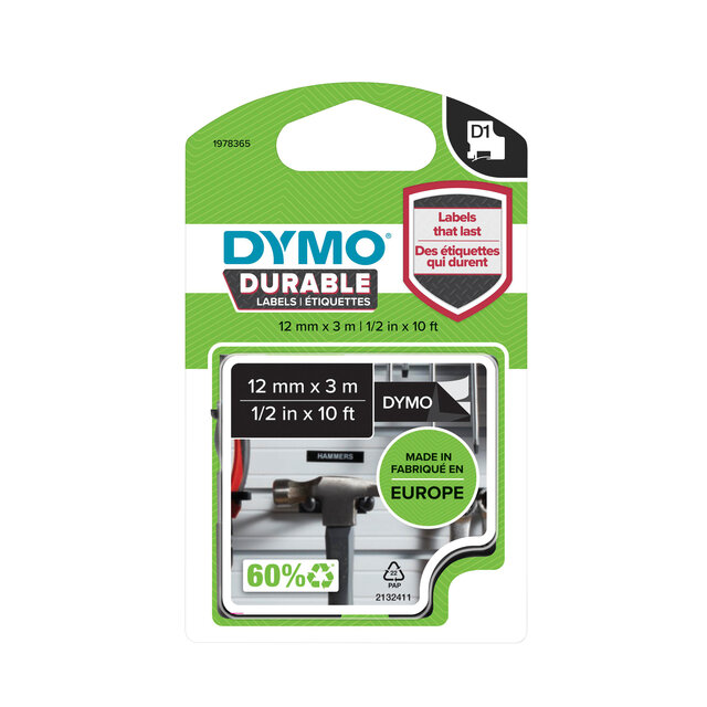 Labeltape Dymo LabelManager D1 polyester 12mm