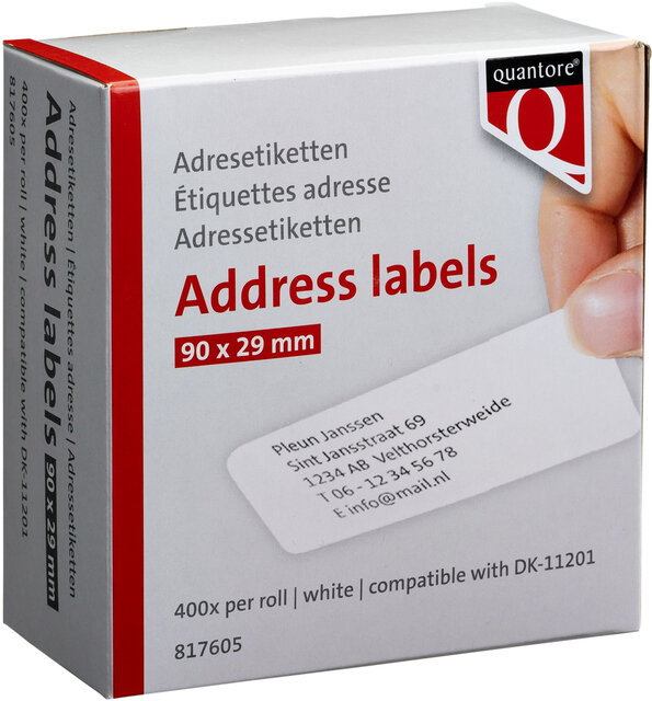 Labeletiket Quantore DK-11201 29x90mm adres