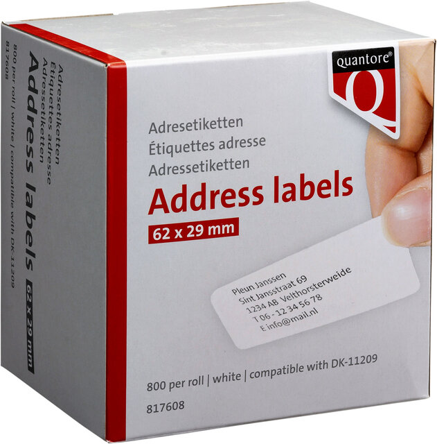 Labeletiket Quantore DK-11209 29x62mm adres