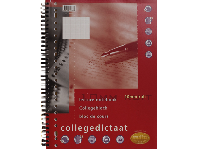 Schrijfblok multo ruit 10mm a4