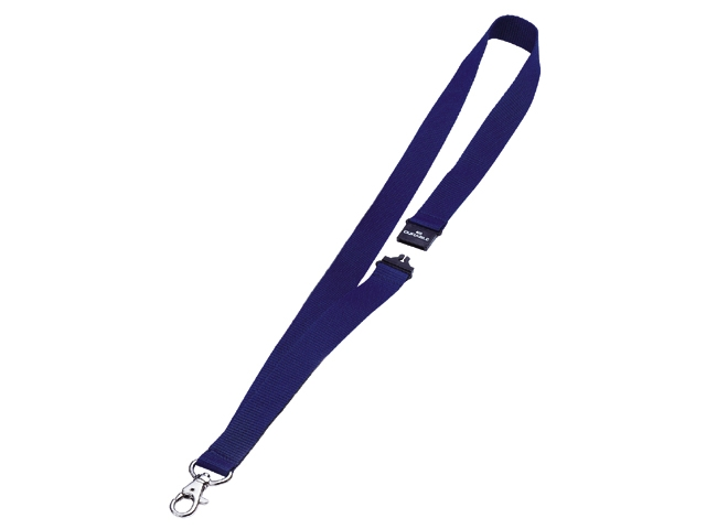 Textielkoord Durable met karabijnhaak d.blauw