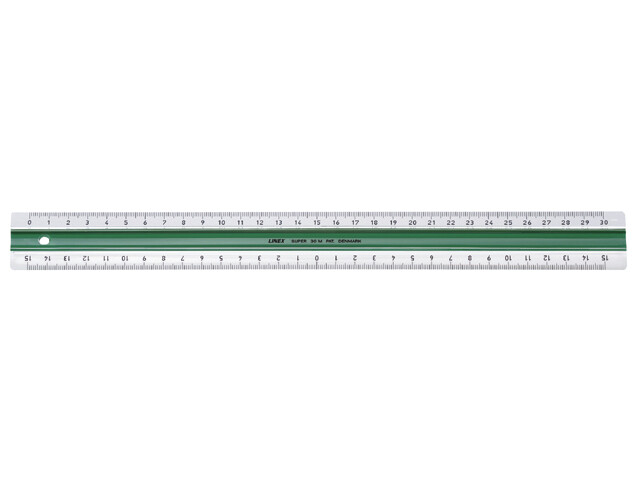 Liniaal mm verdeling 30cm acryl