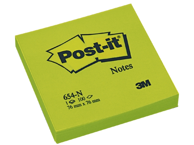 3m post-it n654 76x76mm neon  groen
