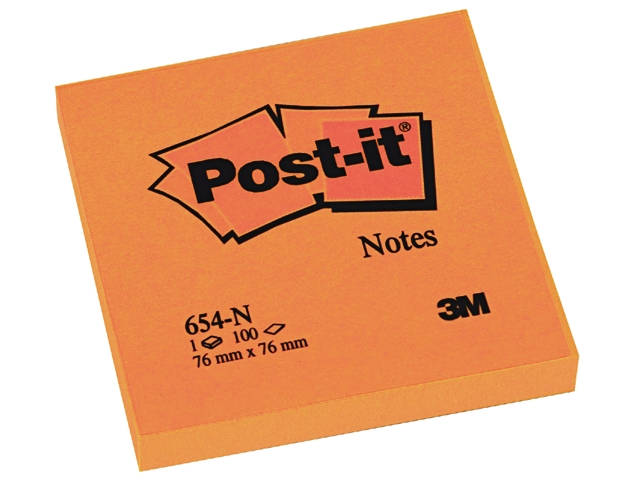 3m post-it n654 76x76mm neon oranje