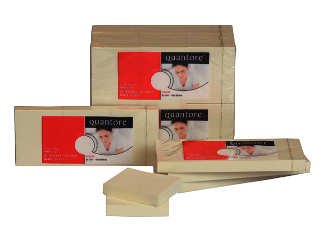 Memoblok Quantore 38x51mm geel 3 stuks