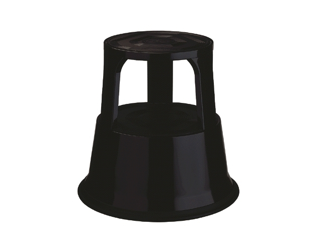 Opstapkruk 42cm hoog verrijdbaar zwart